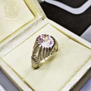 Shop Kunzite Rings! Marvelous Kunzite Ring 3.6 Ct Pink Kunzite Solitaire Sterling Silver Real Genuine Natural Jewelry Oval Cut Valentine gift Birthstone jewelry | Natural genuine Kunzite rings, simple unique handcrafted gemstone rings. #rings #jewelry #shopping #gift #handmade #fashion #style #affiliate #ad