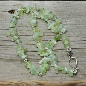 Shop Serpentine Necklaces! Men's New Jade Chip Stone Necklace ~ Serpentine Stones ~ Unisex ~ Mint Green Stones | Natural genuine Serpentine necklaces. Buy crystal jewelry, handmade handcrafted artisan jewelry for women.  Unique handmade gift ideas. #jewelry #beadednecklaces #beadedjewelry #gift #shopping #handmadejewelry #fashion #style #product #necklaces #affiliate #ad