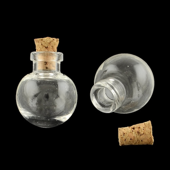 Mini Small Glass Cork Stopper Bottles Spell Jar Bead Container Clear Empty Vials Pagan Round Cuboid Heart Flat Wedding Party Diy