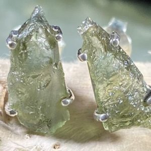 Shop Moldavite Earrings! Petite Moldavite-Green Fire Healing Stone Earrings with Positive Energy! | Natural genuine Moldavite earrings. Buy crystal jewelry, handmade handcrafted artisan jewelry for women.  Unique handmade gift ideas. #jewelry #beadedearrings #beadedjewelry #gift #shopping #handmadejewelry #fashion #style #product #earrings #affiliate #ad