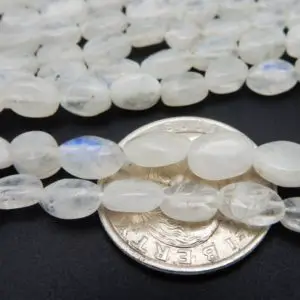 Moonstone Beads — ONE (1) STRAND of Freeform Oval Rainbow Moonstone Beads– (S107B6-01) | Natural genuine other-shape Rainbow Moonstone beads for beading and jewelry making.  #jewelry #beads #beadedjewelry #diyjewelry #jewelrymaking #beadstore #beading #affiliate #ad