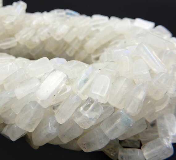 Moonstone Rectangle Beads- One (1) Strand Of Beautiful Rainbow Moonstone Rectangular Shaped Beads  (s104b2-01)