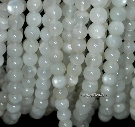 8mm White Moonstone Gemstone Milky White Round Loose Beads 7.5 Inch Half Strand (90189369-86)