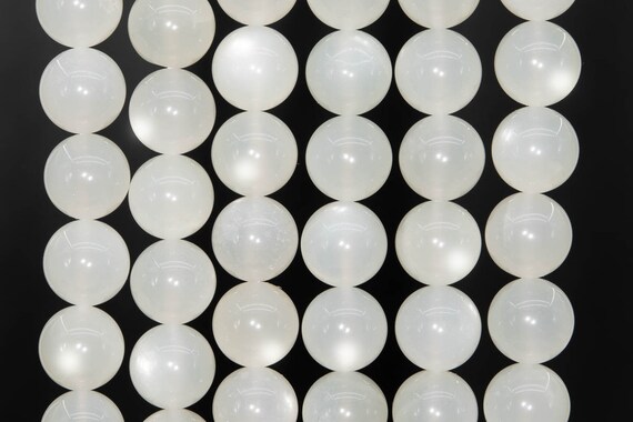 Genuine Natural Moonstone Gemstone Beads 10mm White Flash Round Aaa Quality Loose Beads (110756)