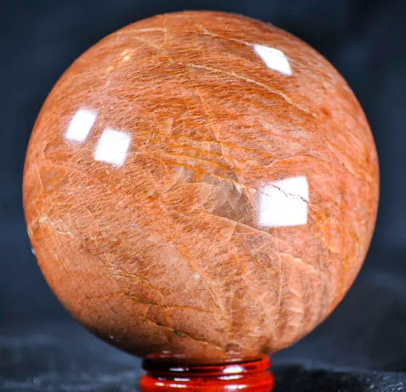 Peach Moonstone Sphere 3.6" Weighs 2.37 Pounds