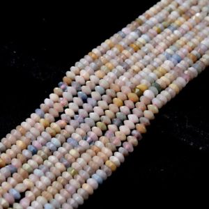 Shop Morganite Faceted Beads! 4X2MM Natural Morganite Gemstone Grade A Bicone Faceted Rondelle Saucer Beads 15 inch Full Strand (80009461-P34) | Natural genuine faceted Morganite beads for beading and jewelry making.  #jewelry #beads #beadedjewelry #diyjewelry #jewelrymaking #beadstore #beading #affiliate #ad