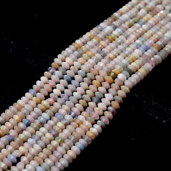 4x2mm Natural Morganite Gemstone Grade A Bicone Faceted Rondelle Saucer Beads 15 Inch Full Strand (80009461-p34)