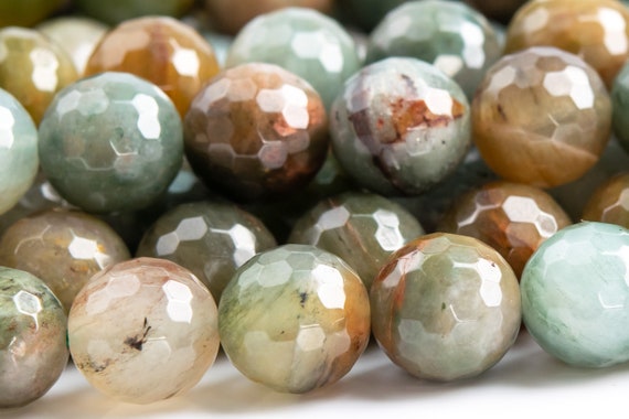 37 / 18 Pcs - 10mm Multicolor Moss Agate Beads Grade Aaa Genuine Natural Micro Faceted Round Gemstone Loose Beads (117590)