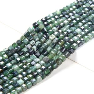 Shop Moss Agate Faceted Beads! 4MM Natural Green Moss Agate Gemstone Grade AAA Micro Faceted Diamond Cut Cube Loose Beads (P41) | Natural genuine faceted Moss Agate beads for beading and jewelry making.  #jewelry #beads #beadedjewelry #diyjewelry #jewelrymaking #beadstore #beading #affiliate #ad