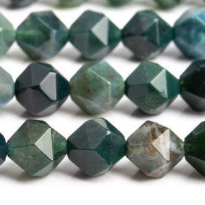 Shop Moss Agate Beads! Genuine Natural Moss Agate Gemstone Beads 7-8MM Green Star Cut Faceted AAA Quality Loose Beads (102637) | Natural genuine beads Moss Agate beads for beading and jewelry making.  #jewelry #beads #beadedjewelry #diyjewelry #jewelrymaking #beadstore #beading #affiliate #ad