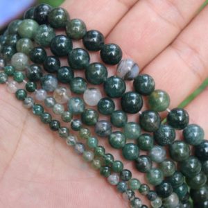 Moss Agate Beads Natural Agate Ball Beads 4mm 6mm 8mm 10mm 12mm Beads 15" Strand Wholesale | Natural genuine other-shape Moss Agate beads for beading and jewelry making.  #jewelry #beads #beadedjewelry #diyjewelry #jewelrymaking #beadstore #beading #affiliate #ad
