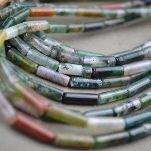 Shop Moss Agate Bead Shapes! Natural agate bead moss agate tube beads | Natural genuine other-shape Moss Agate beads for beading and jewelry making.  #jewelry #beads #beadedjewelry #diyjewelry #jewelrymaking #beadstore #beading #affiliate #ad