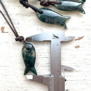 Shop Moss Agate Jewelry! Moss agate tiny fish pendant, mens gift for angler, gemstone carved fish necklace, vegan easter gift for marine biologist | Natural genuine Moss Agate jewelry. Buy handcrafted artisan men's jewelry, gifts for men.  Unique handmade mens fashion accessories. #jewelry #beadedjewelry #beadedjewelry #shopping #gift #handmadejewelry #jewelry #affiliate #ad