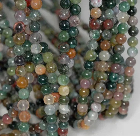 4mm Botanical Moss Agate Gemstone Round Loose Beads 15.5 Inch Full Strand (90184128-356)