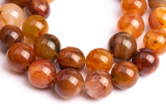 Genuine Natural Moss Agate Gemstone Beads 4mm Orange Red Round Aaa Quality Loose Beads (116984)