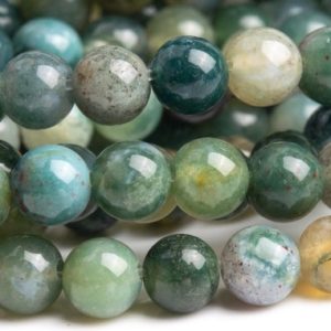 Shop Moss Agate Round Beads! Genuine Natural Moss Agate Gemstone Beads 4-5MM Botanical Round AAA Quality Loose Beads (100113) | Natural genuine round Moss Agate beads for beading and jewelry making.  #jewelry #beads #beadedjewelry #diyjewelry #jewelrymaking #beadstore #beading #affiliate #ad