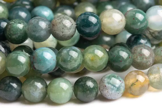 Genuine Natural Moss Agate Gemstone Beads 4-5mm Botanical Round Aaa Quality Loose Beads (100113)