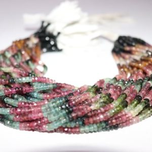 Shop Tourmaline Beads! Multi TOURMALINE Faceted Rondelle Beads, Multicolor Tourmaline Rondelle Beads, Tourmaline Faceted Beads, Watermelon Tourmaline Beads Strand | Natural genuine beads Tourmaline beads for beading and jewelry making.  #jewelry #beads #beadedjewelry #diyjewelry #jewelrymaking #beadstore #beading #affiliate #ad