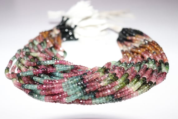 Multi Tourmaline Faceted Rondelle Beads, Multicolor Tourmaline Rondelle Beads, Tourmaline Faceted Beads, Watermelon Tourmaline Beads Strand