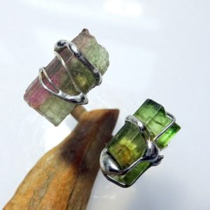 Shop Watermelon Tourmaline Rings! Mystical tourmaline ring – watermelon tourmaline and verdelite -unique! | Natural genuine Watermelon Tourmaline rings, simple unique handcrafted gemstone rings. #rings #jewelry #shopping #gift #handmade #fashion #style #affiliate #ad