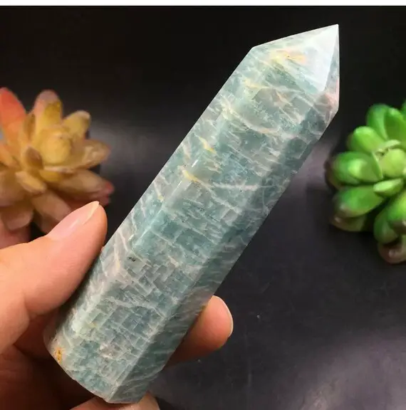 Natural Amazonite Wand Point Healing Reiki Tower Obelisk Semiprecious Gemstone Healing Crystal