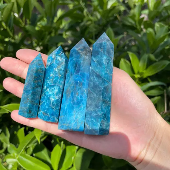 Natural Blue Apatite Tower, Apatite Point, Crystal Tower Point, Gemstone Point, Chakra Tower, Reiki Healing Tower, 2-4 Inches