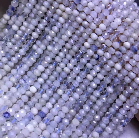 Natural Blue Rutilated Quartz Faceted Rondelle Beads,blue Rutilated Quartz Faceted Spacer Abacus Beads15 Inches Per Strands