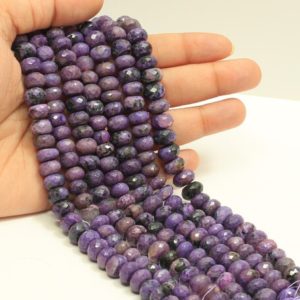Shop Charoite Rondelle Beads! Natural charoite faceted rondelle Shape Beads, 8 inch, 9mm-11mm charoite gemstone bead,AAA charoite wholesale Beads For craft making Jewelry | Natural genuine rondelle Charoite beads for beading and jewelry making.  #jewelry #beads #beadedjewelry #diyjewelry #jewelrymaking #beadstore #beading #affiliate #ad