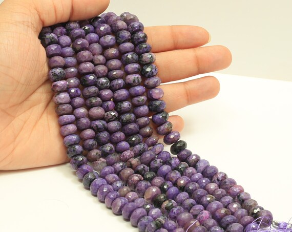 Natural Charoite Faceted Rondelle Shape Beads, 8 Inch, 9mm-11mm Charoite Gemstone Bead,aaa Charoite Wholesale Beads For Craft Making Jewelry