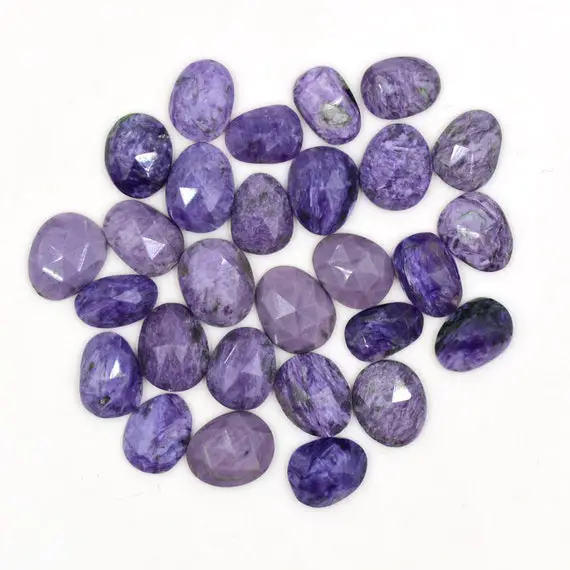 Natural Charoite Freeform Rose Cuts Stones 8x10mm To 9x11mm Loose Stones Rose Cut Jewelry Making Charoite Free Form Beads Price Per Set