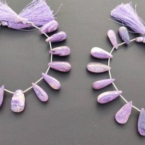 Shop Charoite Beads! AAA Natural Charoite Smooth Long Pear Beads | Purple Charoite Pear Briolette | Wholesale Gemstone Beads for Jewelry Making | Natural genuine beads Charoite beads for beading and jewelry making.  #jewelry #beads #beadedjewelry #diyjewelry #jewelrymaking #beadstore #beading #affiliate #ad