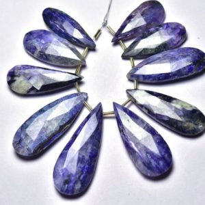 Shop Charoite Faceted Beads! Natural Charoite Pear Beads 13x29mm to 16x39mm Faceted Long Pear Briolettes Gemstone Beads Superb Blue Charoite Stone – 5 Pieces No4861 | Natural genuine faceted Charoite beads for beading and jewelry making.  #jewelry #beads #beadedjewelry #diyjewelry #jewelrymaking #beadstore #beading #affiliate #ad