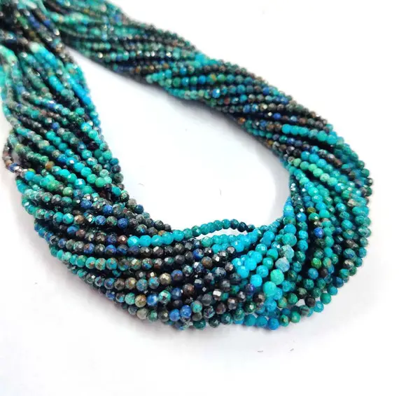 Natural Chrysocolla Faceted Rondelle Beads Aaa Blue Chrysocolla Micro Beads Chrysocolla Rondelle Beads 2.5mm-3mm