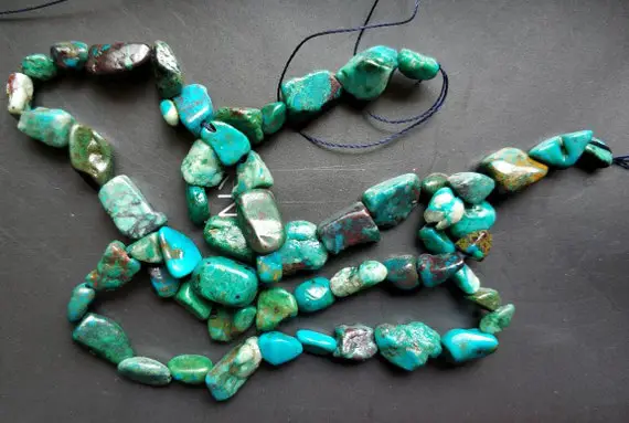 Natural Chrysocolla Pebble Beads,small Nugget Beads,teal Green Stone Nugget Chips,4-7mm