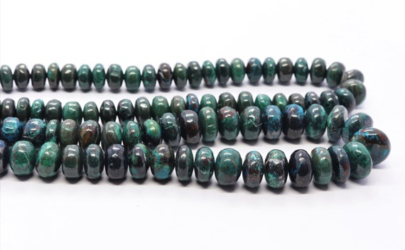 100% Natural Smooth Rondelle Chrysocolla Gemstone Beads, Chrysocolla Plain Rondelle Shape Beads, Shaded Chrysocolla, Jewelry Making Beads