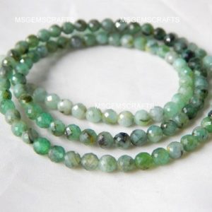 Shop Emerald Round Beads! Natural Emerald Round Beads, Faceted Emerald Ball Beads, Emerald Shaded Round Shape Gemstone 3 To 4 mm Strand 16 Inches | Natural genuine round Emerald beads for beading and jewelry making.  #jewelry #beads #beadedjewelry #diyjewelry #jewelrymaking #beadstore #beading #affiliate #ad