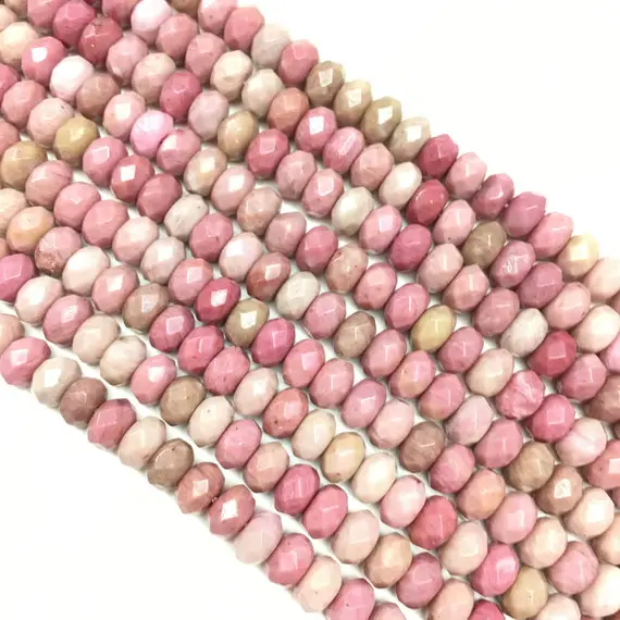 Natural Faceted Pink Rhodonite Beads 4x6mm 5x8mm Rondelle Loose Gemstone Spacer Beads For Diy Jewelry Making & Design 15.5" Full Strand
