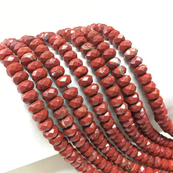 Natural Faceted Red Jasper Beads 4x6mm 5x8mm Rondelle Loose Gemstone Spacer Beads For Diy Jewelry Making & Design 15.5" Full Strand