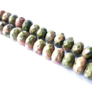 Shop Unakite Rondelle Beads! Natural faceted Unakite rondelle beads 8mm – 1 strand | Natural genuine rondelle Unakite beads for beading and jewelry making.  #jewelry #beads #beadedjewelry #diyjewelry #jewelrymaking #beadstore #beading #affiliate #ad