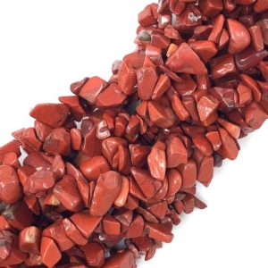 Shop Red Jasper Chip & Nugget Beads! Natural Gemstone Red Brecciated Jasper Chip Bead Assorted Stones 32" Full Strand Irregular Nugget Freeform Small Crystal Chips Necklace | Natural genuine chip Red Jasper beads for beading and jewelry making.  #jewelry #beads #beadedjewelry #diyjewelry #jewelrymaking #beadstore #beading #affiliate #ad