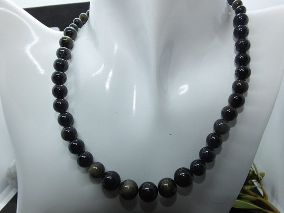 Collier En Obsidienne Dorée Naturelle - Perles (obsidienne Or)