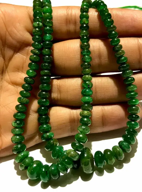 Natural Green Zambian Emerald Smooth Rondelle Beads 4-8mm Natural Zambian Emerald Gemstone Beads Emerald Smooth Beads Emerald Rondelle Beads