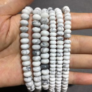 Natural Howlite Matte Rondelle Healing & Energy Stone Gemstone Loose Beads for Bracelet Necklace DIY Jewelry Making AAA Quality 4x6mm 5x8mm | Natural genuine rondelle Howlite beads for beading and jewelry making.  #jewelry #beads #beadedjewelry #diyjewelry #jewelrymaking #beadstore #beading #affiliate #ad