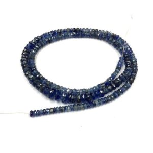 Shop Kyanite Rondelle Beads! Natural Kyanite Faceted Rondelle Beads 4-5.MM Kyanite Gemstone Beads Kyanite Rondelle Beads 20 Inches Strand Kyanite Beads | Natural genuine rondelle Kyanite beads for beading and jewelry making.  #jewelry #beads #beadedjewelry #diyjewelry #jewelrymaking #beadstore #beading #affiliate #ad