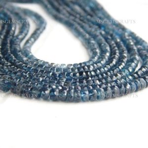 Shop Kyanite Rondelle Beads! Natural Moss Kyanite Rondelle Beads, Faceted Moss Kyanite Beads, Moss Kyanite Rondelle Shape Gemstone 4 To 5 mm Strand 8 Inches | Natural genuine rondelle Kyanite beads for beading and jewelry making.  #jewelry #beads #beadedjewelry #diyjewelry #jewelrymaking #beadstore #beading #affiliate #ad