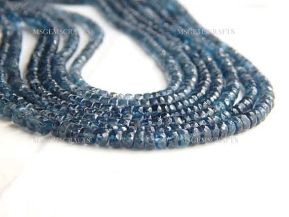 Natural Moss Kyanite Rondelle Beads, Faceted Moss Kyanite Beads, Moss Kyanite Rondelle Shape Gemstone 4 To 5 Mm Strand 8 Inches