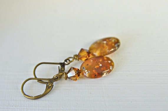 Natural Ocean Jasper Earrings With Rust And Gold Accents From North Atlantic Art Studio In Maine