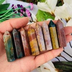 Shop Ocean Jasper Points & Wands! Natural Ocean Jasper obelisk,mini crystal wand,Crystal Tower,Quartz point,Mineral specimens,Reiki healing,Crystal chakra,crystal gifts | Natural genuine stones & crystals in various shapes & sizes. Buy raw cut, tumbled, or polished gemstones for making jewelry or crystal healing energy vibration raising reiki stones. #crystals #gemstones #crystalhealing #crystalsandgemstones #energyhealing #affiliate #ad