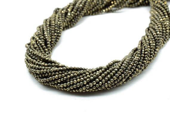 Natural Pyrite Faceted 2mm To 2.5mm Rondelle Shape Bead Strand,semi Precious Beads,small Rondlle Beads,pyrite Gemstone Beads,jewelry Making