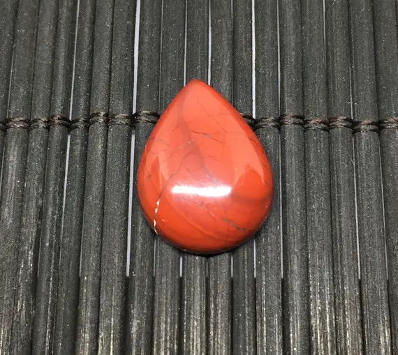 Natural Red Jasper Gemstone - Pear Shape Red Jasper Palm Stone - Loose Red Jasper Cabochon Gemstone For Jewelry Making 13.80 Ct, 20x15x6 Mm